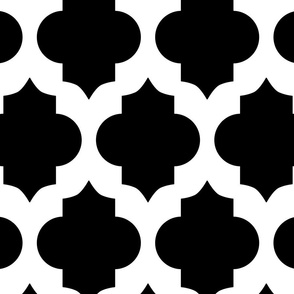 Arabic Quatrefoil Pattern Black and White Large