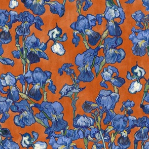 Vincent Van Gogh Irises on orange background 