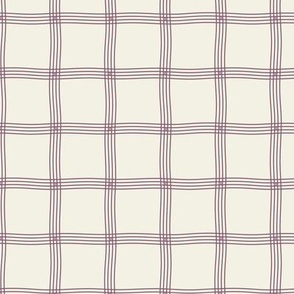 Ripple Plaid: Dark Plum & Ivory Modern Plaid, Wavy Plaid