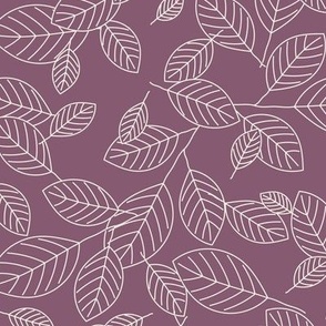 Kiss Summer Goodbye: Plum Purple & Ivory Drifting Leaves, Modern Botanical