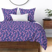 Tigers and Flowers Chinese Lunar Floral in Periwinkle Purple Pantone Very Peri and Pink