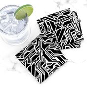 Modern graphic tribal abstract black and white Non-Directional Print