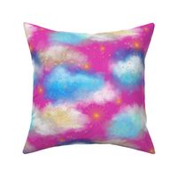 Celestial Clouds And Stars-Hot Pink-M