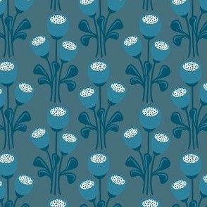 Pattern 0641 - Abstract flowers, blue