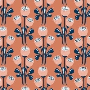 Pattern  0643 - Abstract flowers, coral pink 