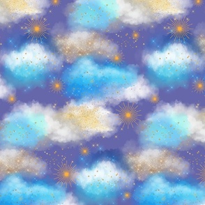 Celestial Clouds And Stars-Very Peri-M