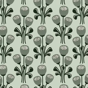 Pattern 0646 - Abstract flowers, green