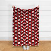 Mid Century Modern (MCM) Circle Flowers in Red, Gray, Black and White // Medium Scale - 400 DPI