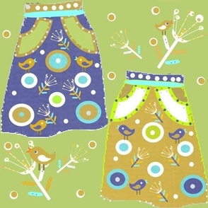 Vintage Summer Skirt Pockets  - Sage Green,  Spring and Summer Collection 2022 - Version 2a
