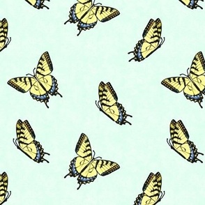 Swallowtail Butterflies on Aqua Texture