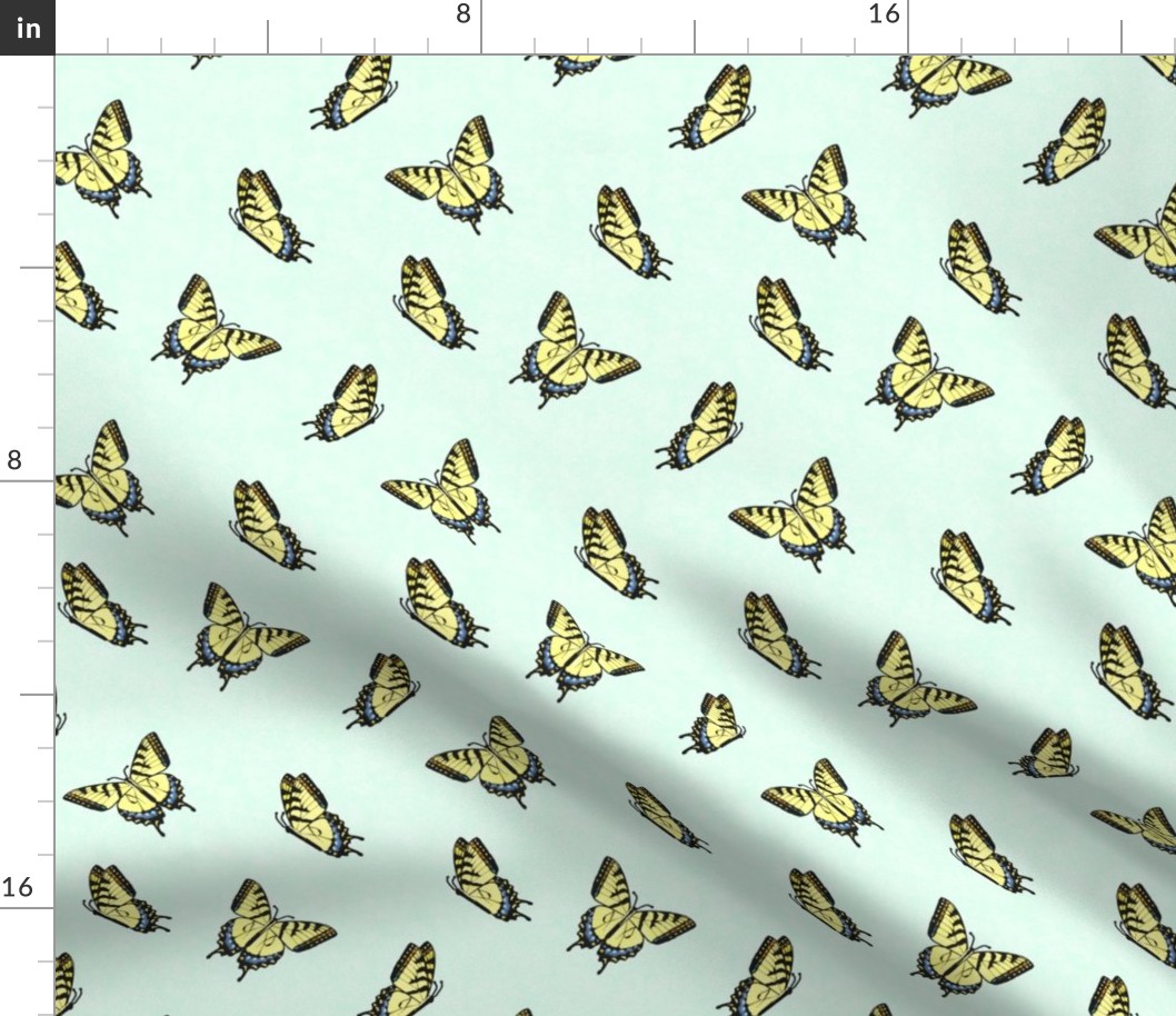 Swallowtail Butterflies on Aqua Texture
