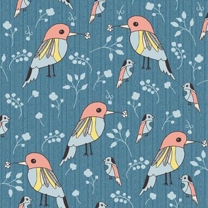 scattered birds on teal blue small