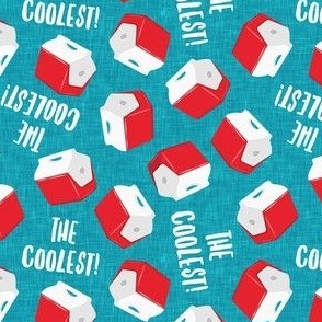 the coolest! - cooler - drink picnic cooler - red on teal - LAD22