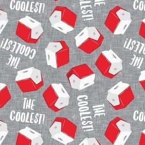 the coolest! - cooler - drink picnic cooler - red on grey - LAD22