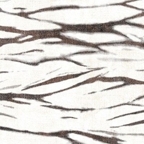 Shibori Zebra Stripes (xl scale) | Animal print inspired tie dye, arashi shibori pattern, jungle print, tropical animal, zebra fabric in cream, cocoa and black.
