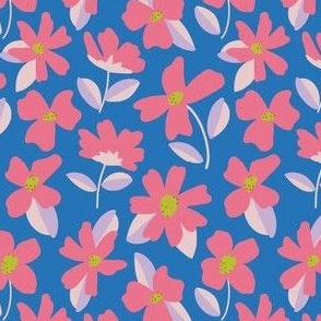 Bright blue and pink ditzy floral