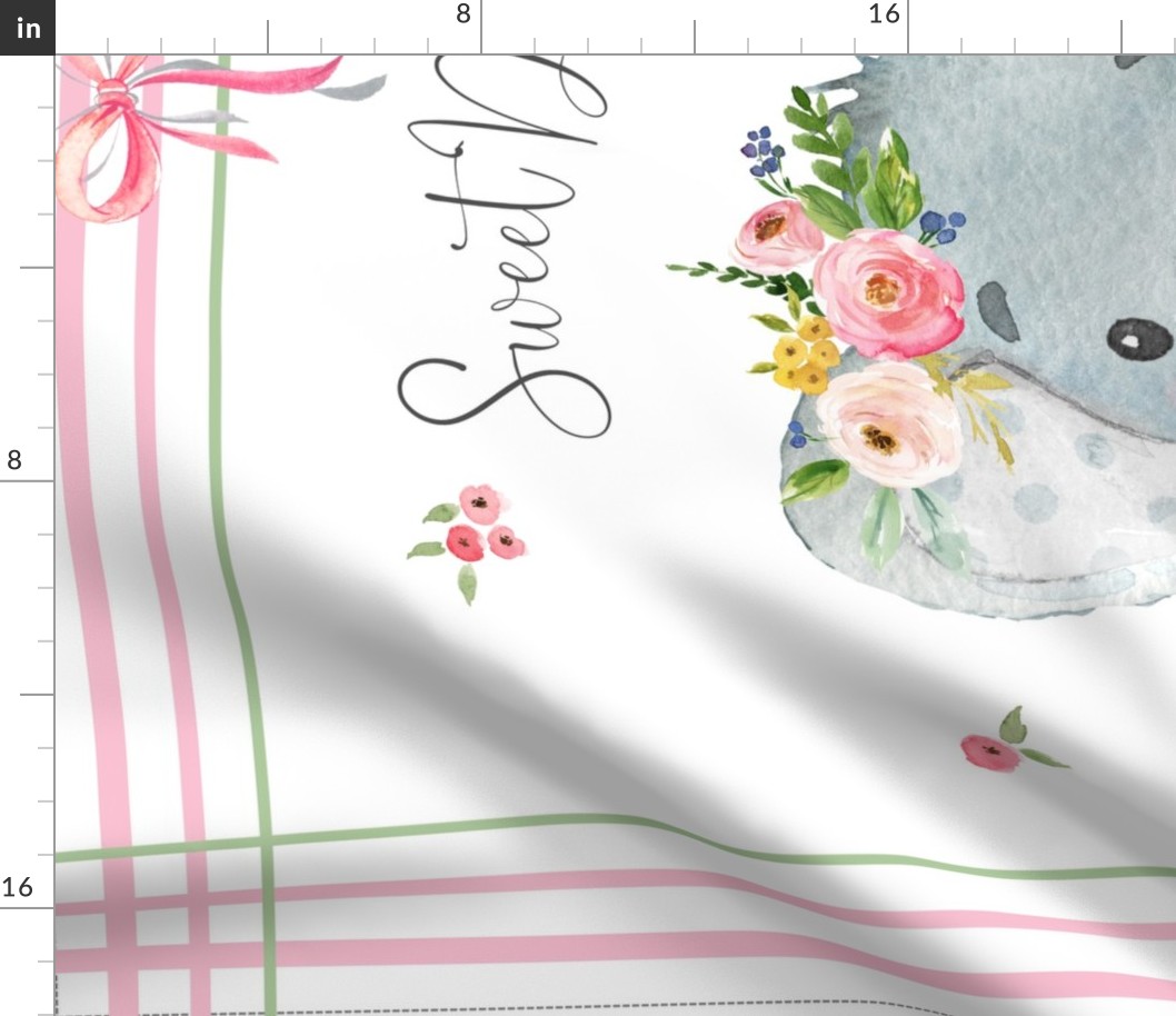 42” x 36” Cute Elephant Blanket Panel, Sweet Dreams Flowers