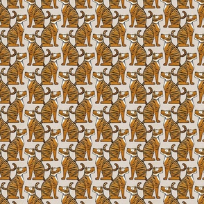 Tigers- Mini- Taupe Background Wallpaper- Greige- Beige- Animal Print Home Decor- Year of the Tiger- Linen Texture- Animal Print- Big Cats- Wild Cat