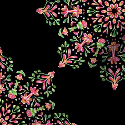Folk Art Posy Kaleidoscope in Pink and Green
