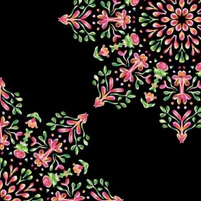 Folk Art Posy Kaleidoscope in Pink and Green