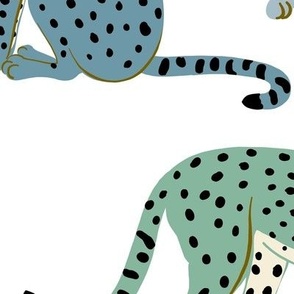 Cheetahs Blue Ochre Green -Large