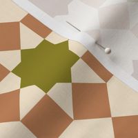 Islamic tiles geometrics mosaic cream brown moss green