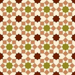 Islamic tiles geometrics mosaic cream brown moss green