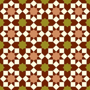 Islamic tiles geometrics mosaic brown moss green
