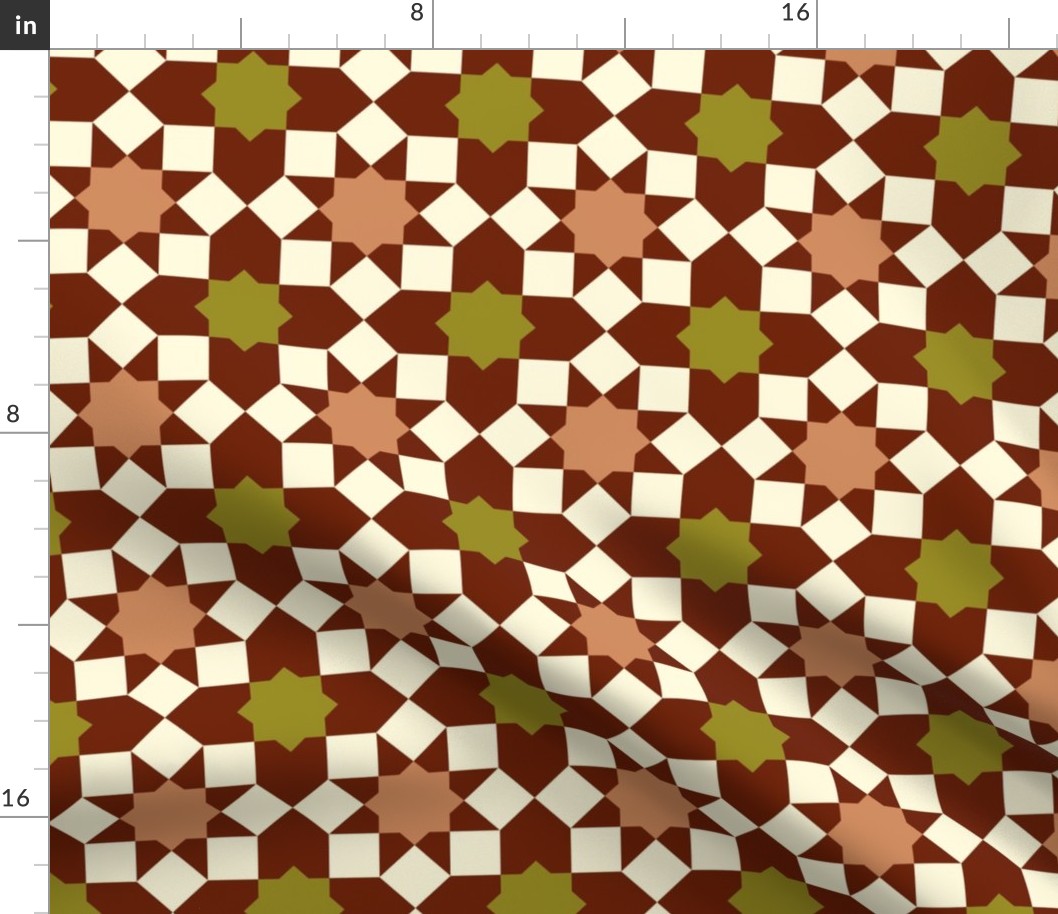 Islamic tiles geometrics mosaic brown moss green