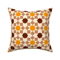 Islamic tiles geometrics mosaic cream orange brown