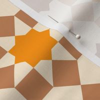Islamic tiles geometrics mosaic cream orange brown