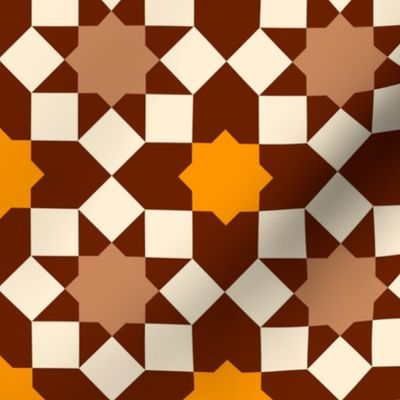 Islamic tiles geometrics mosaic brown orange cream