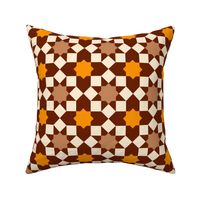 Islamic tiles geometrics mosaic brown orange cream