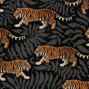 Tigers - extra large - desert sun gold, black, and cream on black and charcoal