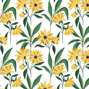 yellow spring floral white background