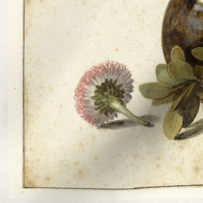 17TH CENTURY FLORAL WITH BUTTERFLY ART