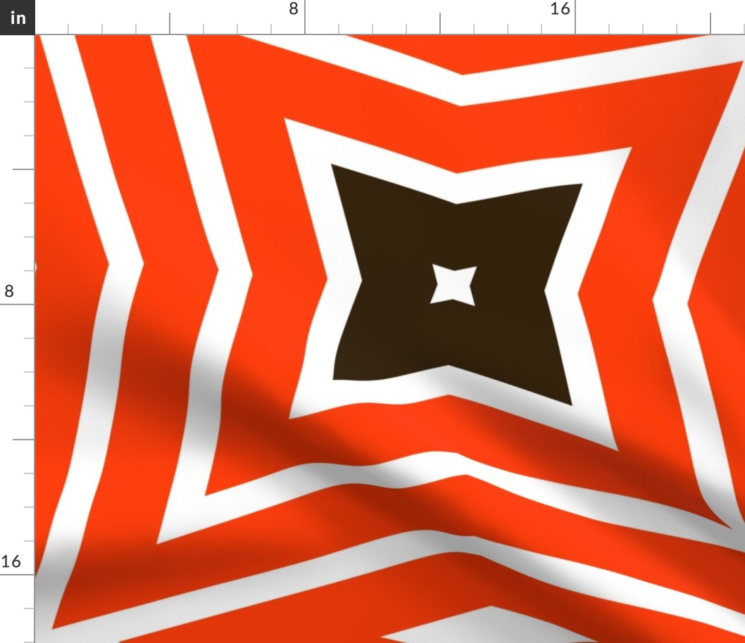 The Brown the Orange and the White - Four Pointed Star -  with 24 Inch Repeat - Cleveland Browns