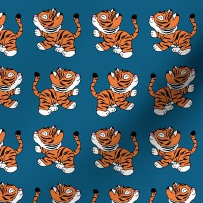 Tigers dancing on teal