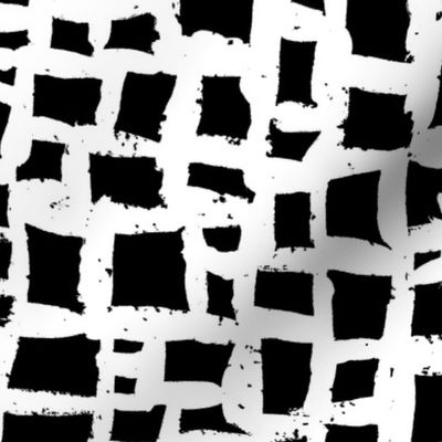 Abstract Painted Squares Black White