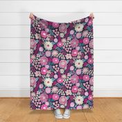 Large Purple Florals Dark