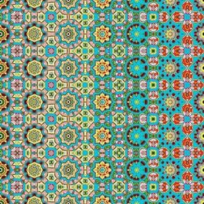Octagon Kaleidoscope Abstract in Yellow, Orange, and Turquoise
