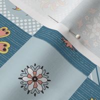 Rosette cheater quilt blue