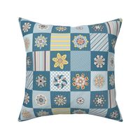 Rosette cheater quilt blue