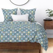 Rosette cheater quilt blue