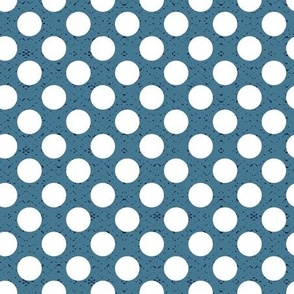 White large polka dots on blue