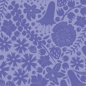 Lively Fruit and Floral Brocade purple on very peri