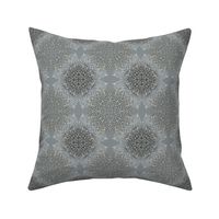 Silver gray Art Deco lace / Medium scale