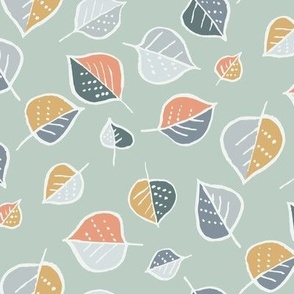 Dotted Leaves Color Mono I M size I 12" I mint Green