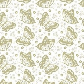 Pattern 0653 - Butterflies with flowers, sage