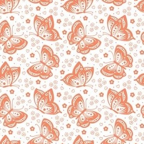 Pattern  0654 - Butterflies with flowers, terracotta